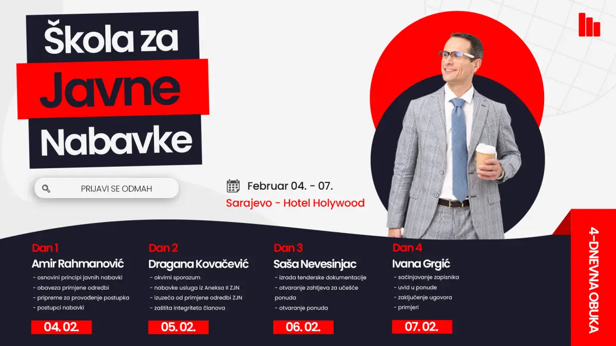 REC d.o.o. organizuje četvorodnevnu interaktivnu obuku: Škola za javne nabavke